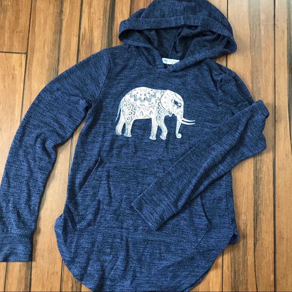Navy Blue Heathered Elephant Hoodie